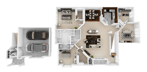 Floor plan for 3 beds, 2 baths, 2046 sqft